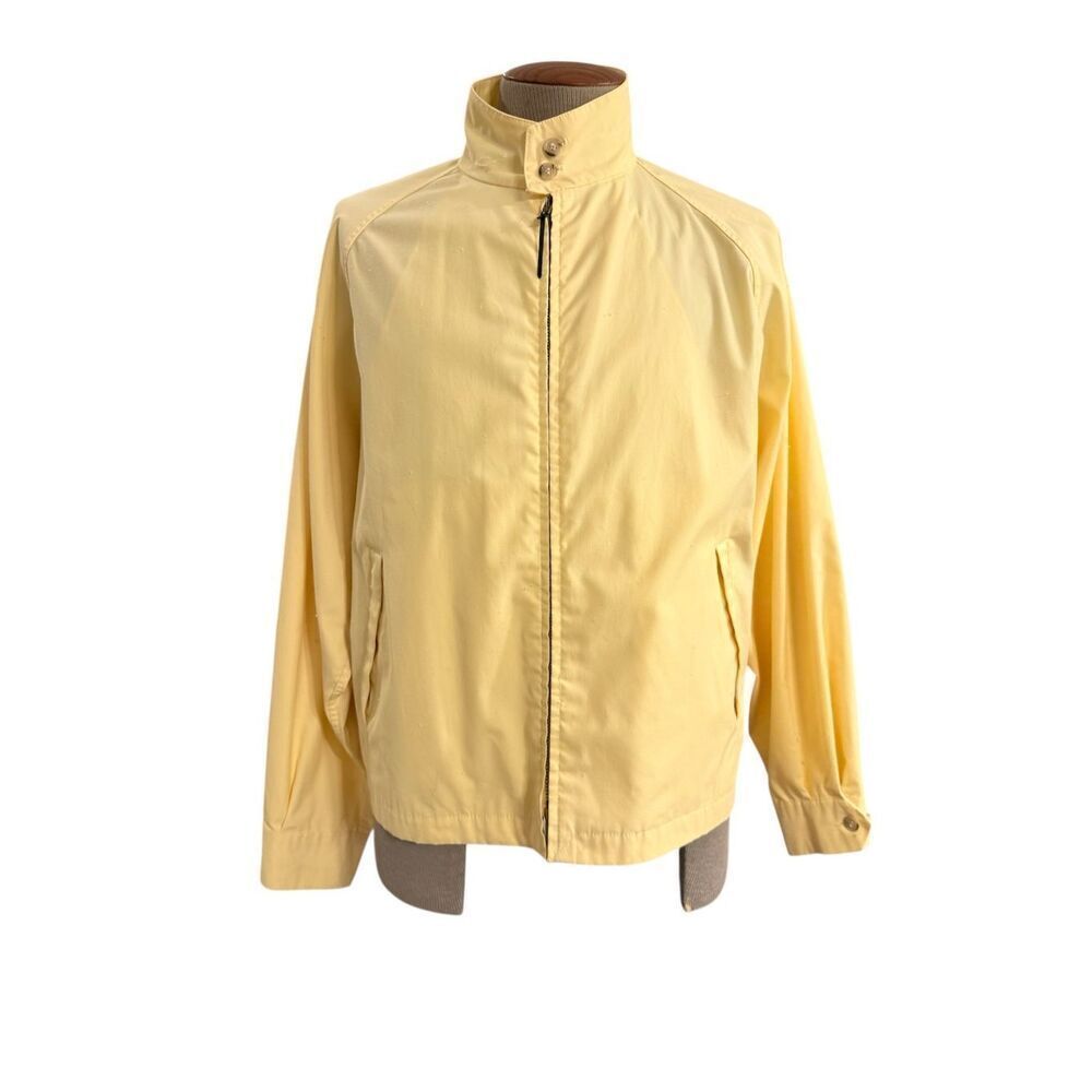 London Fog Vintage Yellow Windbreaker Sz. 44 Full Zip Funnel Neck